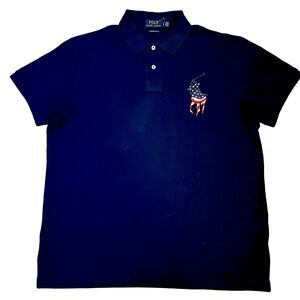 POLO RALPH LAUREN NAVY BLUE SHORT SLEEVE POLO SHIRT